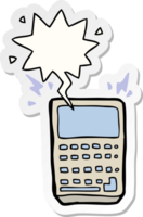 desenho animado calculadora com discurso bolha adesivo png