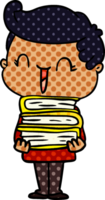 niño riendo de dibujos animados cargando libros png