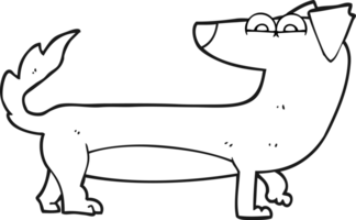hand drawn black and white cartoon dog png