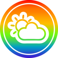 Sol e nuvem circular ícone com arco Iris gradiente terminar png