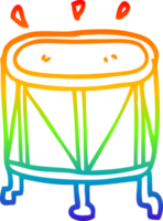 rainbow gradient line drawing of a cartoon drum on stand png