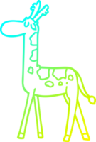 cold gradient line drawing of a cartoon walking giraffe png