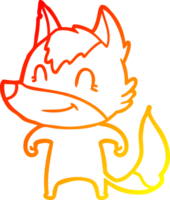 warm gradient line drawing of a friendly cartoon wolf png