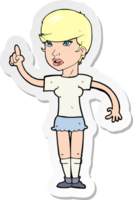 sticker of a cartoon woman with idea png