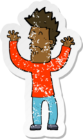 retro distressed sticker of a cartoon stressed man png