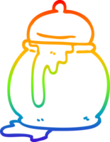 rainbow gradient line drawing of a cartoon honey pot png