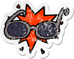 retro distressed sticker of a cartoon sunglasses png