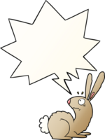 cartoon startled bunny rabbit with speech bubble in smooth gradient style png