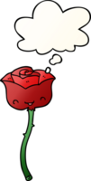 cartoon rose with thought bubble in smooth gradient style png