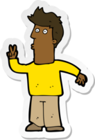 sticker of a cartoon man giving peace sign png