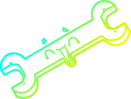 cold gradient line drawing of a cartoon laughing spanner png