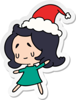 hand drawn christmas sticker cartoon of kawaii girl png