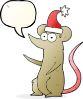 Hand gezeichnet Rede Blase Karikatur Maus tragen Weihnachten Hut png