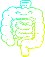 cold gradient line drawing of a cartoon intestines png