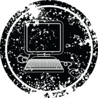 computer with mouse and screen circular distressed symbol png