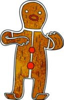 hand drawn textured cartoon doodle of a gingerbread man png