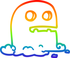 rainbow gradient line drawing of a cartoon spooky ghost png