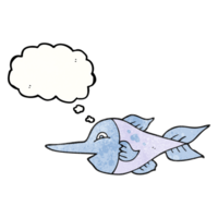 hand drawn thought bubble textured cartoon swordfish png