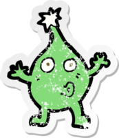 retro distressed sticker of a funny cartoon creature png