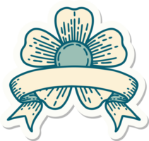 tatoeëren stijl sticker met banier van een bloem png