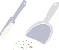 flat color illustration of dustpan and brush png