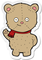 adesivo de um urso de desenho animado acenando png