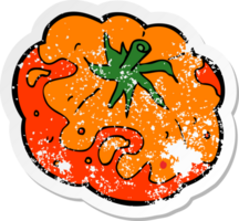 retro distressed sticker of a cartoon tomato png