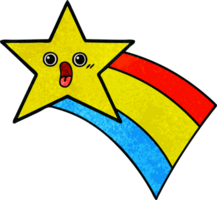 retro grunge textura dibujos animados de un disparo arco iris estrella png