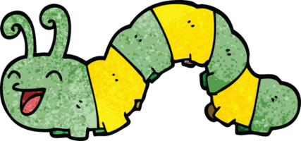 cartoon doodle laughing caterpillar png