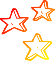 caloroso gradiente linha desenhando do uma desenho animado estrelas png