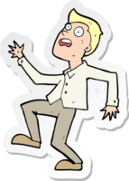 sticker of a cartoon man panicking png