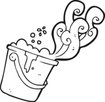 hand drawn black and white cartoon cleaning bucket png