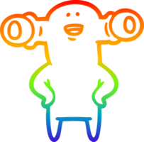 rainbow gradient line drawing of a friendly cartoon alien png