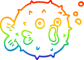 regenboog helling lijn tekening van een tekenfilm blazen vis png