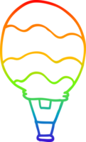 rainbow gradient line drawing of a cartoon hot air balloon png