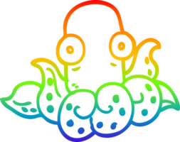 rainbow gradient line drawing of a cartoon funny octopus png