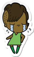 pegatina de una niña llorando de dibujos animados png