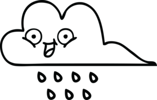 line drawing cartoon of a rain cloud png