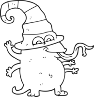 hand drawn black and white cartoon halloween alien png