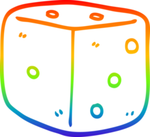 rainbow gradient line drawing of a cartoon red dice png