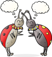 mano disegnato pensato bolla cartone animato coccinelle saluto png