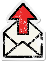 distressed sticker of a cute cartoon email sign png