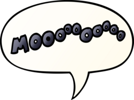 cartoon moo noise with speech bubble in smooth gradient style png