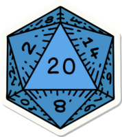 sticker of a natural 20 D20 dice roll png