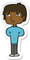 sticker of a cartoon unhappy man png