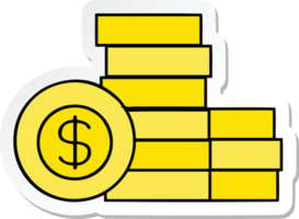 sticker of a cute cartoon pile of money png