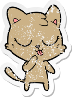 distressed sticker of a cute cartoon cat png