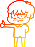 warm gradient line drawing of a annoyed cartoon boy png