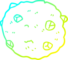 cold gradient line drawing of a cartoon chocolate chip cookie png