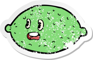 retro distressed sticker of a cartoon lime png